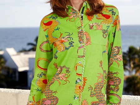 Cape Cod Frayed Shirt - Green Dragon Print Online Hot Sale