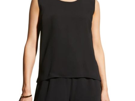 Matte Crepe Suzette Basic Tank - Black Discount