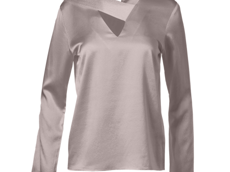 Cross Front Pleated Blouse In Taupe Discount