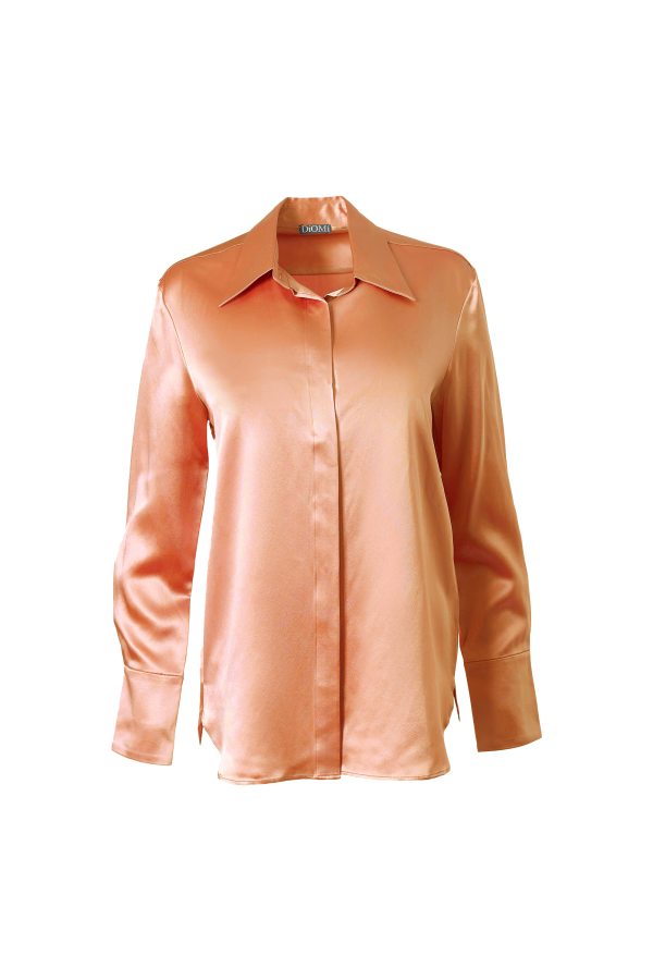 Classic Button Down Blouse In Suntouch Orange on Sale