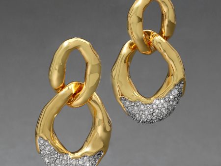 Solanales Crystal Large Link Earrings - Gold Cheap