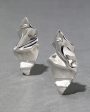 Crumpled Small Post Earrings - Rhodium Online