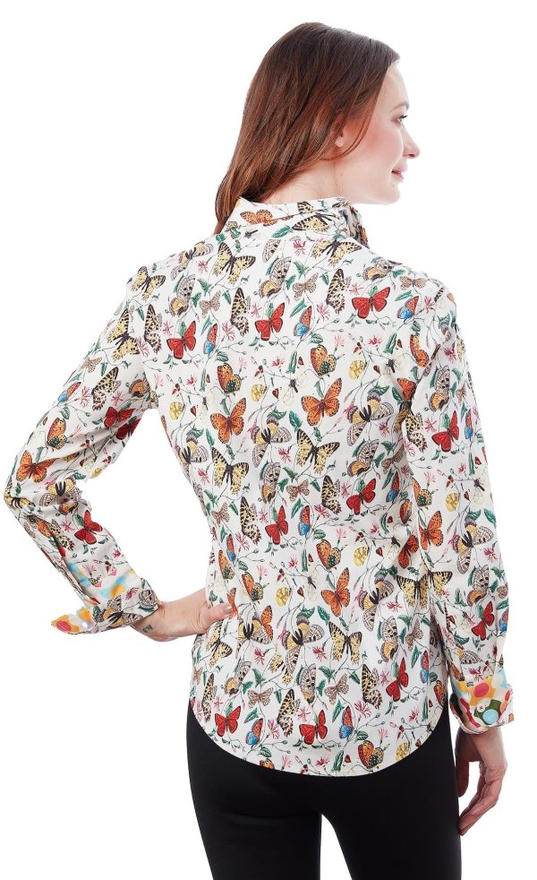 Rome Long Sleeve Shirt - White Flame Butterflies Online Sale