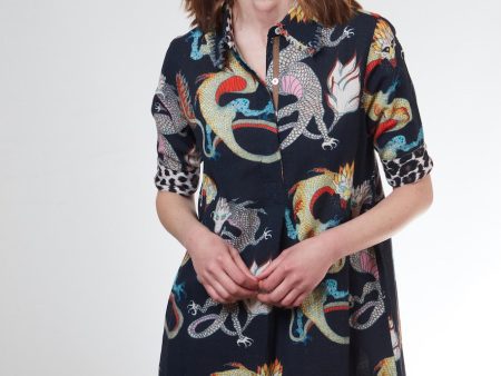 Chatham Dress - Black Dragon Print Online Sale