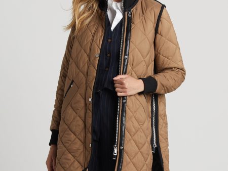 Libby Quilted Full Zip Coat - Toffee Cheap