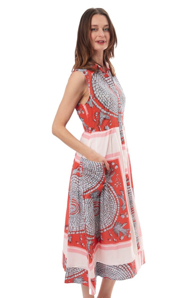 Sea Island Dress - Coral Print Online Sale