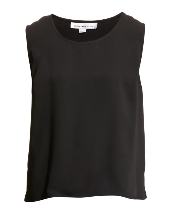 Matte Crepe Suzette Basic Tank - Black Discount