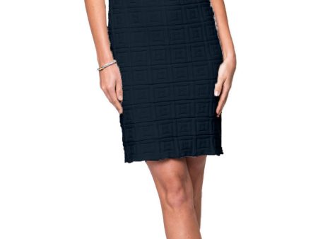 Vera Square-Detail Knit Sheath Dress - Dark Navy Online