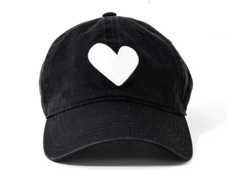 Baseball Hat Heart Patch - Black White Hot on Sale