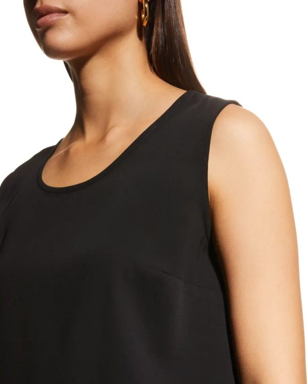 Matte Crepe Suzette Basic Tank - Black Discount