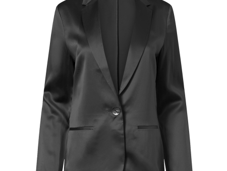 Silk Fitted Blazer In Black on Sale