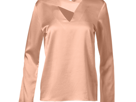 Cross Front Pleated Blouse In Rosy Pink on Sale