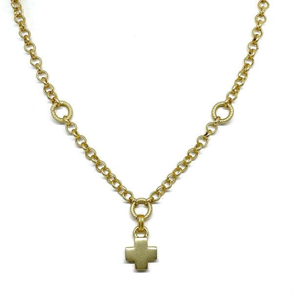 Matte Gold Cross Pendant On Matte Gold Chain Necklace Discount