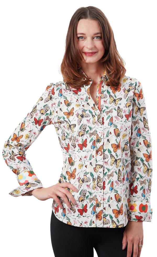 Rome Long Sleeve Shirt - White Flame Butterflies Online Sale