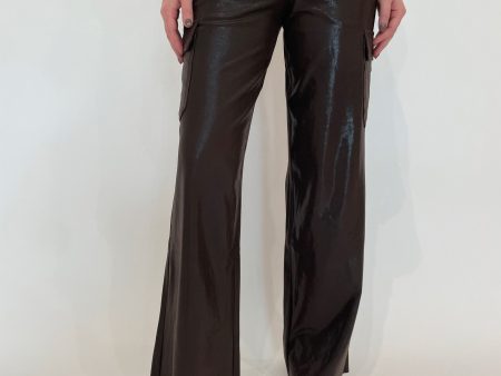 Callie Patent Foil Vegan Suede Cargo Pants - Liquid Mocha on Sale