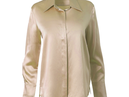 Classic Button Down Blouse In Champagne Supply