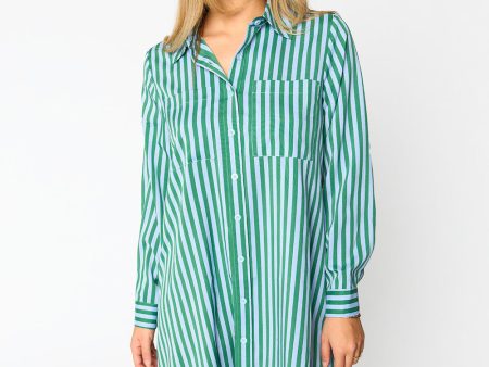 Beau Mini Shirt Dress - Cucumber Water on Sale