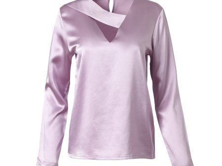 Cross Front Pleated Blouse In Snow Lilac Cheap