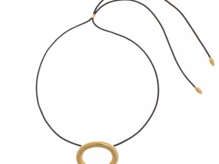 Adobe Cord Necklace With Oval Pendant - Gold For Cheap