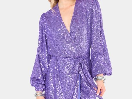 Adeline Sequin Wrap Dress - Fig Sale