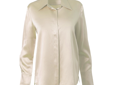 Classic Button Down Blouse In Cream Online Hot Sale