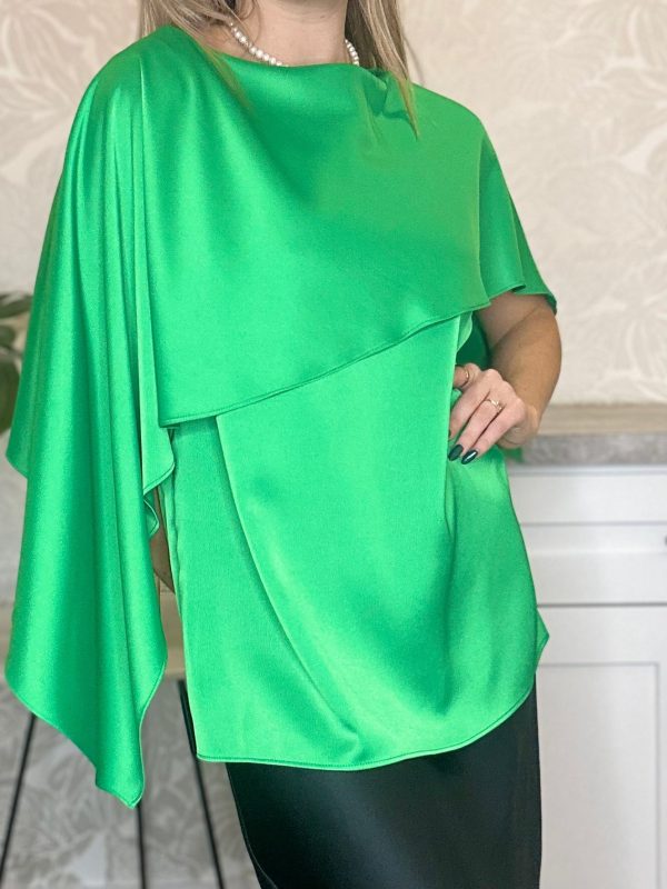 Satin Caplet Top - Emerald Green Discount