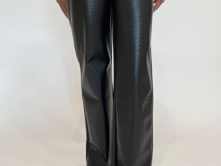 Amara Straight Flare Vegan Leather Pants - Black Wicker Online now