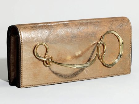 Twisted Gold Side Handle Clutch Bag - Antique Gold Hot on Sale