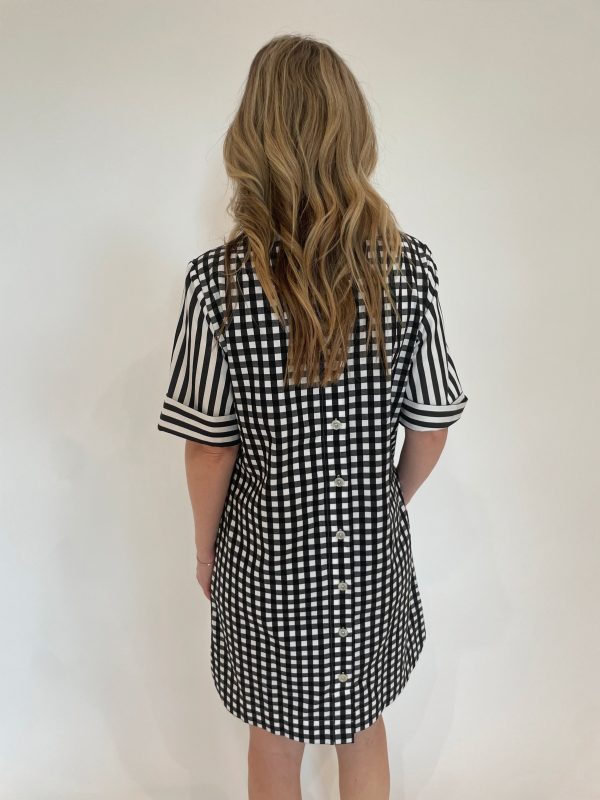 Aileen Stripe Gingham Dress - Black White Online Sale