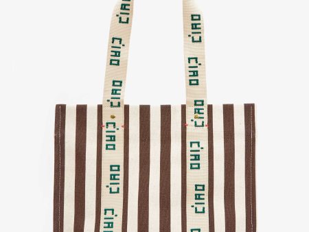 Noemie Bag - Natural & Mocha Stripe Canvas Discount