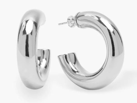 She s So Smooth Tube Hoop Earrings - Silver For Cheap