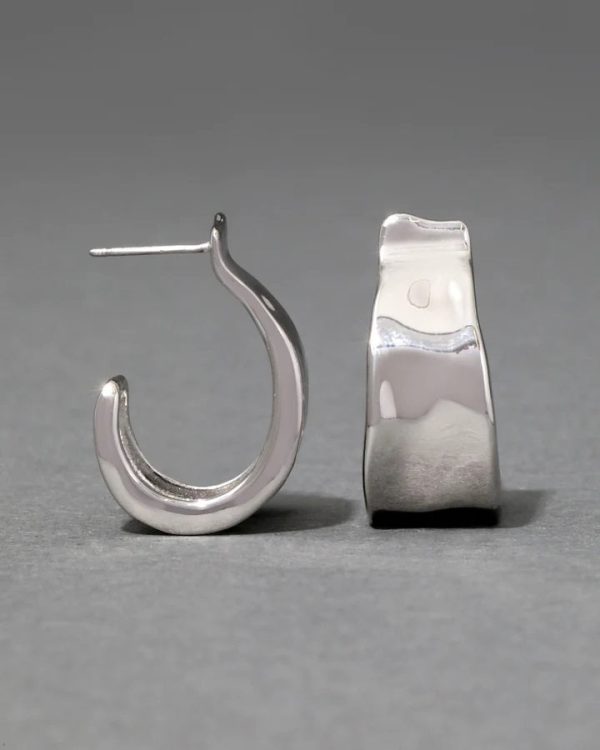 Molten Silver Ribbon Hoop Earring Cheap